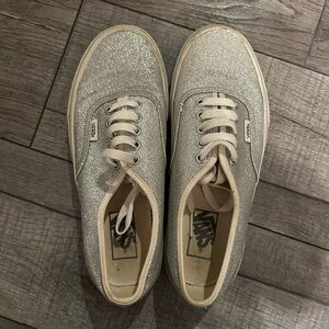 Vans Shimmering Silver Lace-Up Sneakers